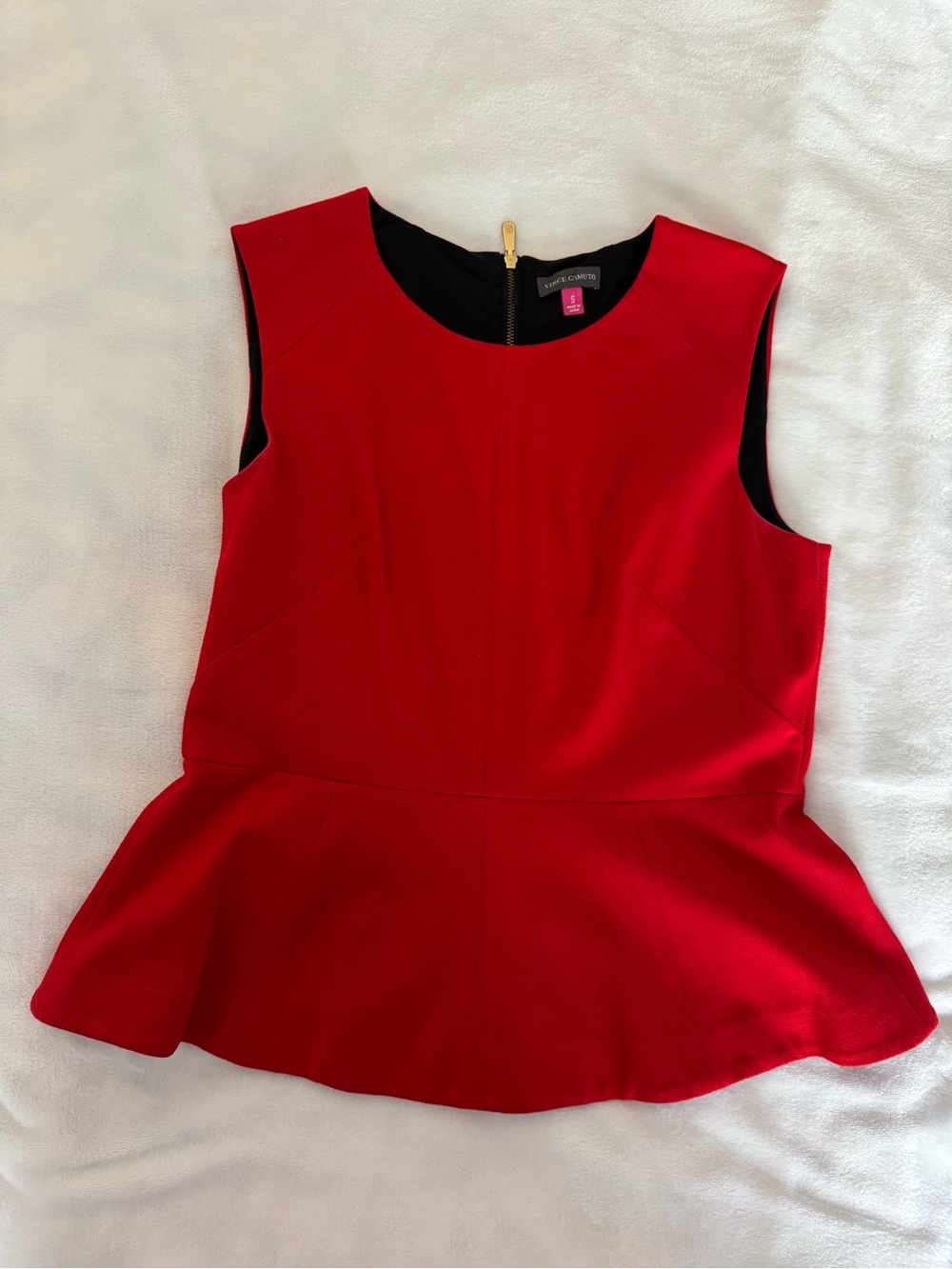 Vince Camuto Red Sleeveless Peplum Tank Top